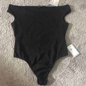 Black off shoulder bodysuit